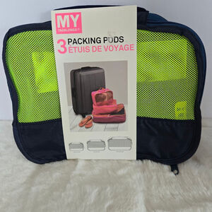 Women's MY TAGALONGS One Size 3-Piece Packing Pods Neon Green Navy Blue